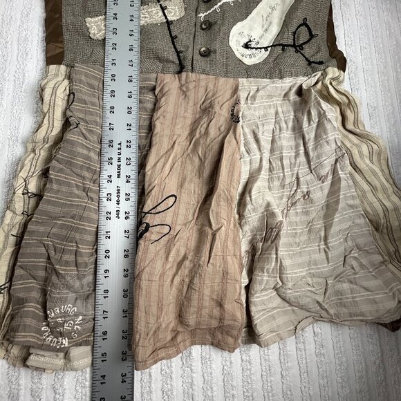 Vintage RARE Staley Gretzinger Postage One Penny Women Patchwork Pleated Top - Picture 8 of 8